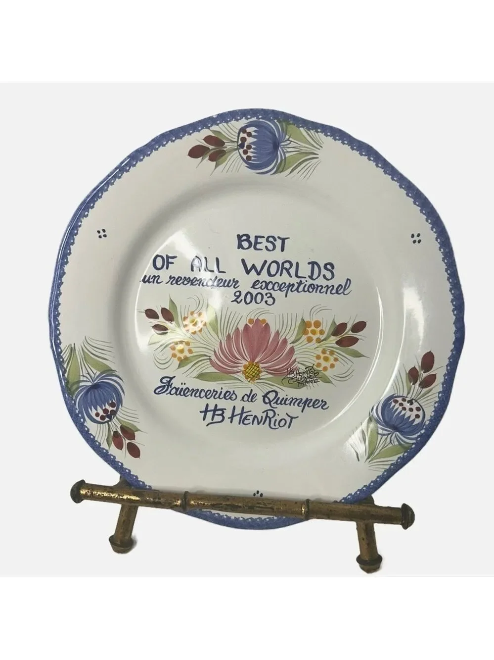 Vintage Faience de Quimper Henriot Best of All Worlds 2003 Ceramic Plate